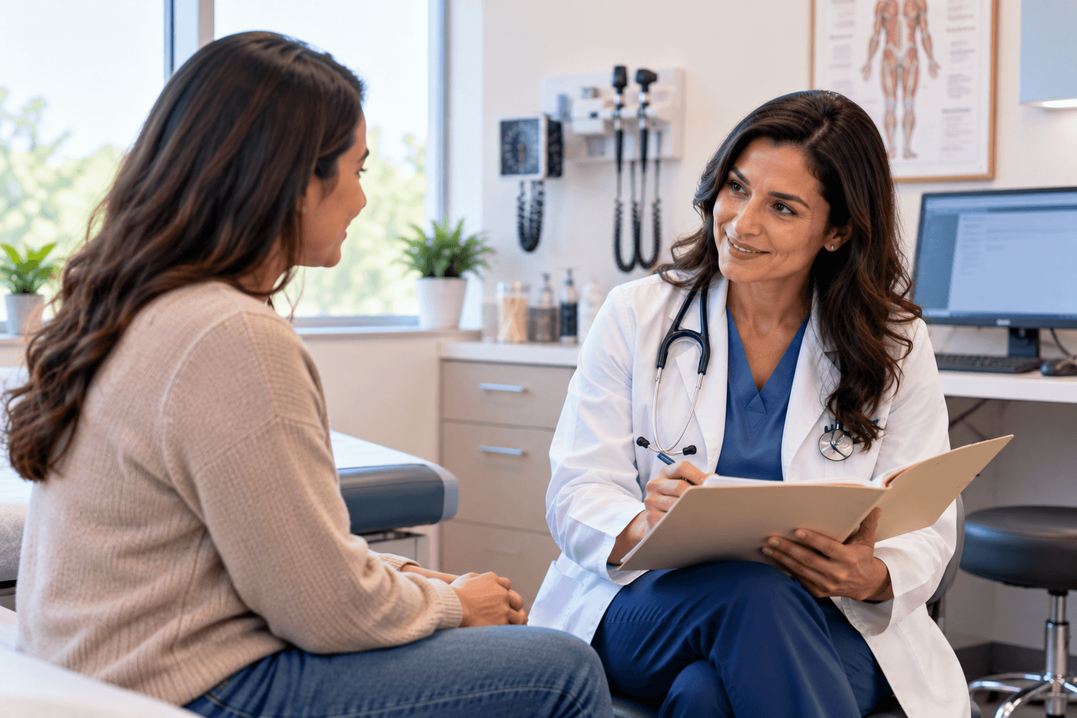 A primary care physician meeting with a patient during a routine visit at Middletown Medical.